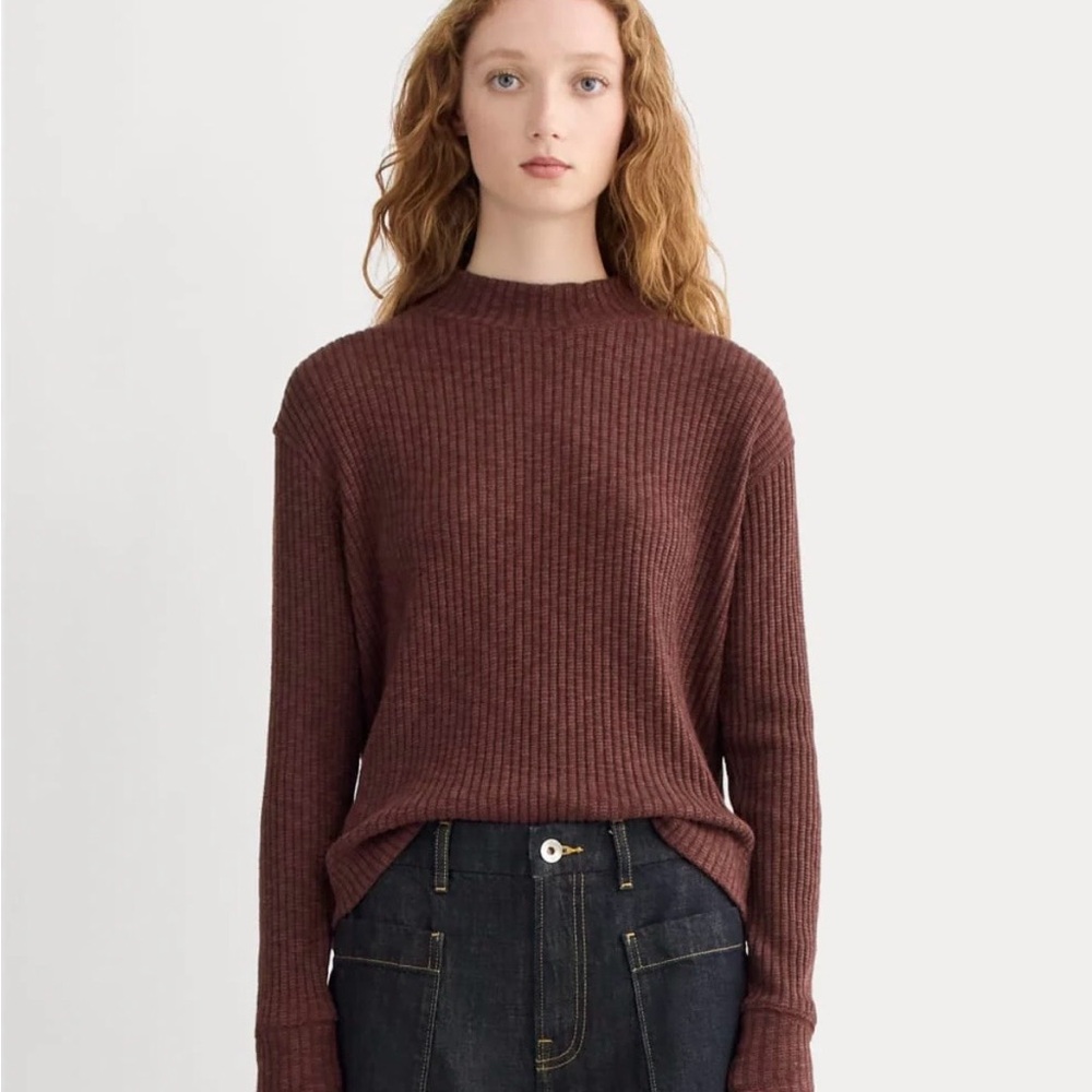 Everlane The Cozy Rib Funnel Neck in Dark Mahogony